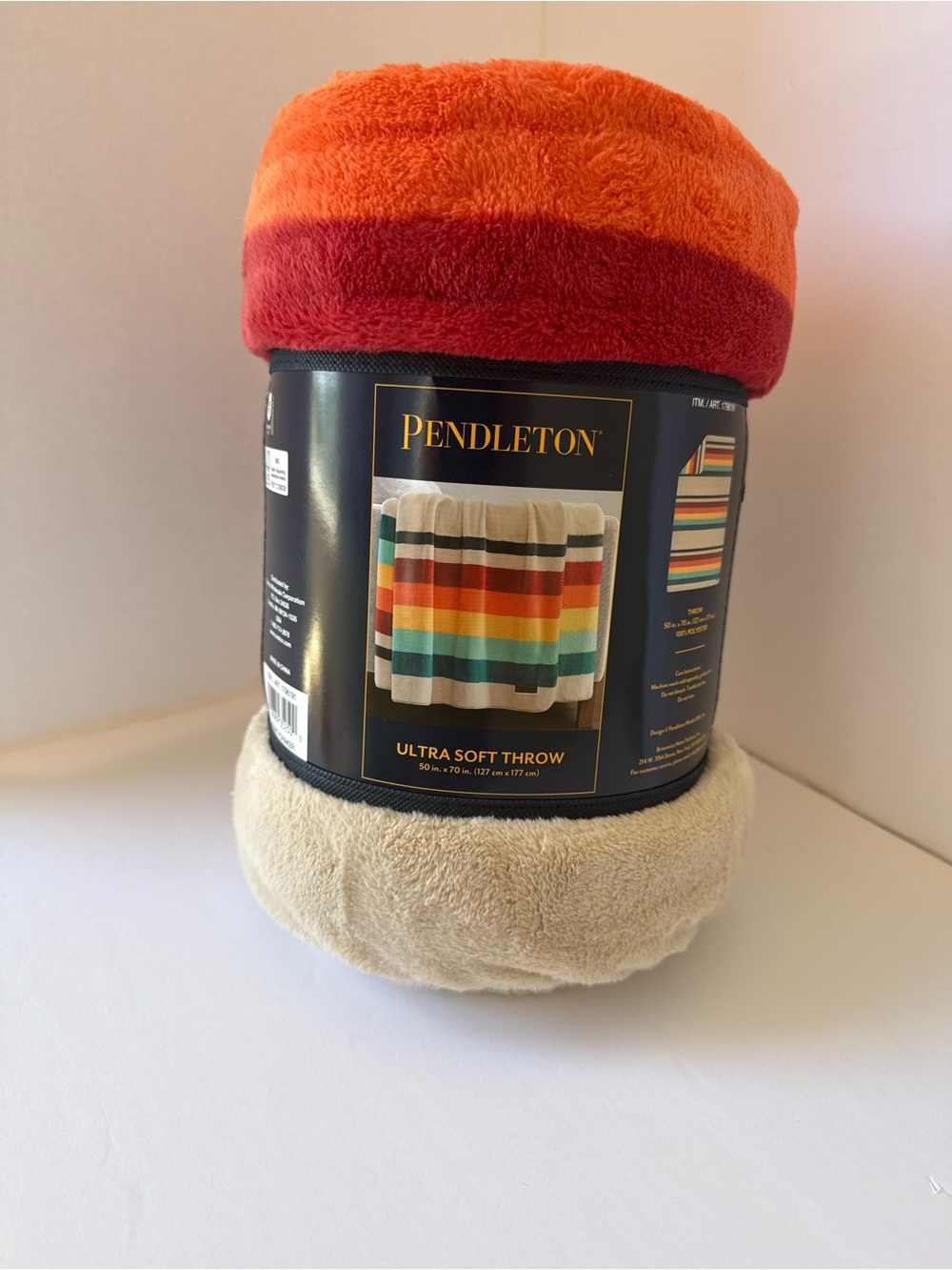 Pendleton Plush Throw in Orange, Red, Cream